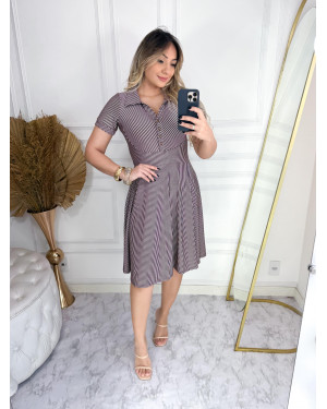 Vestido Longo Gola Camisaria com abertura fro | Moda Evangelica