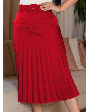 Saia Leve Evasê Midi Vermelha | Moda Evangelica