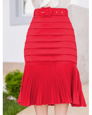 Saia Midi Sereia Vermelha | Moda Evangelica