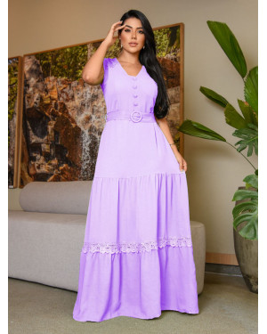 Vestido longo regata 2 marias Lilás | Moda Evangelica