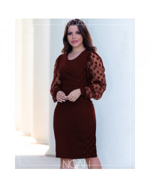 Vestido tubinho manga longa vinho | Moda Evangelica