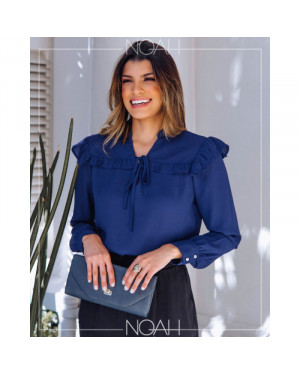 Blusinha manga longa azul | Moda Evangelica