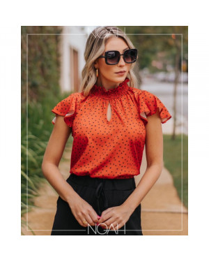 Blusinha manga curta terra poá | Moda Evangelica