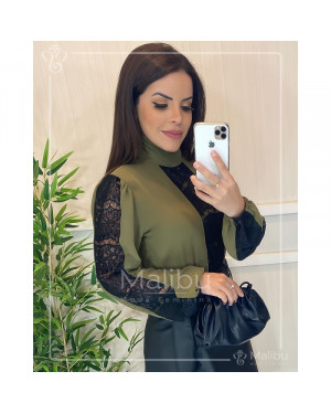 Blusinha manga longa verde | Moda Evangelica