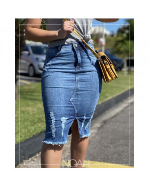 Saia lápis jeans | Moda Evangelica
