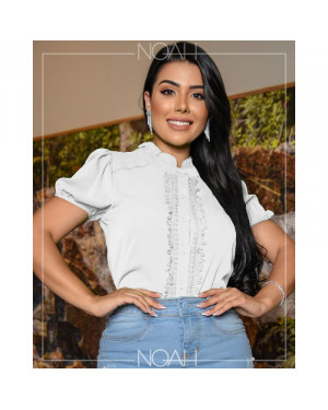 Blusinha manga princesa botões branca | Moda Evangelica
