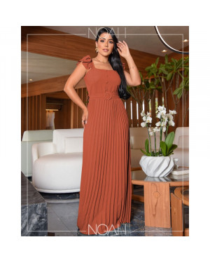 Vestido Longo Plissado terra | Moda Evangelica