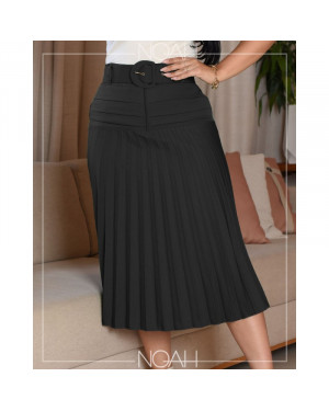 Saia Leve Evasê Midi Preta | Moda Evangelica