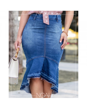 Saia midi jeans | Moda Evangelica