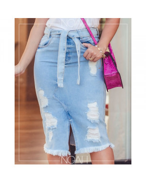Saia lápis jeans | Moda Evangelica