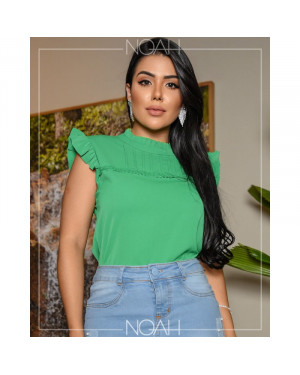 Blusinha regata drapeado verde | Moda Evangelica