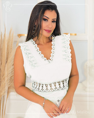 Blusinha regata guipir branca | Moda Evangelica