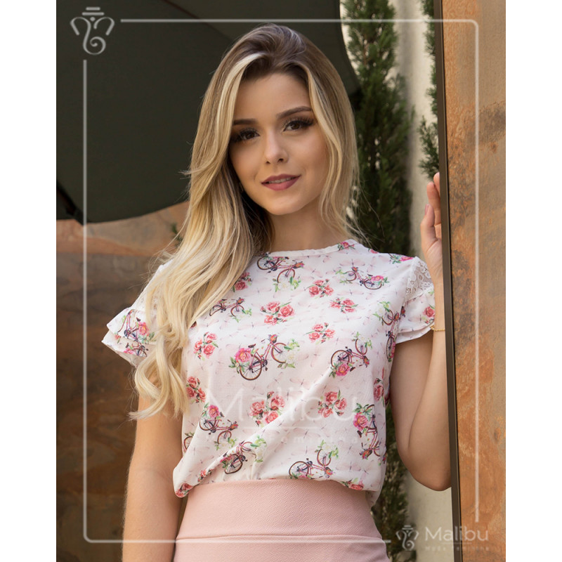 Cristalva - Blusa rosa estampa floral