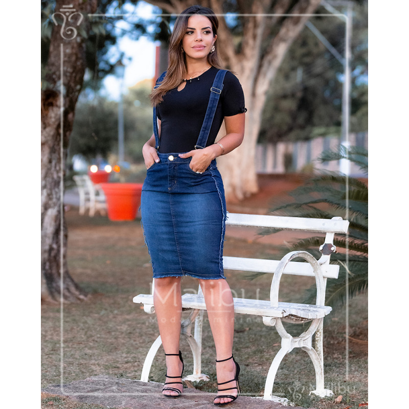 saia jeans preta moda evangelica