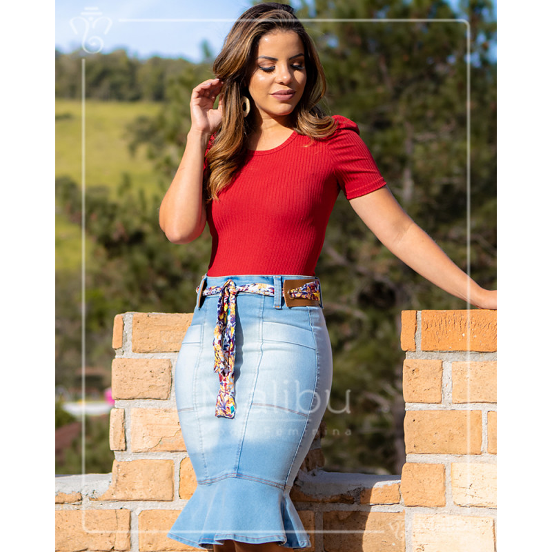 saia jeans preta moda evangelica