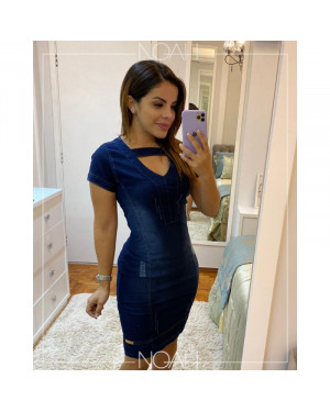 Vestido tubinho jeans destroyed | Moda Evangelica