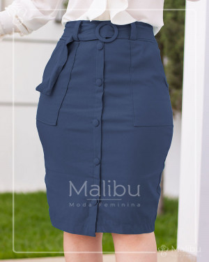 Saia Lápis Azul Petroleo | Moda Evangelica