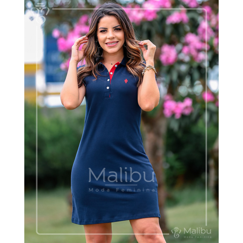 Vestido polo shop azul marinho